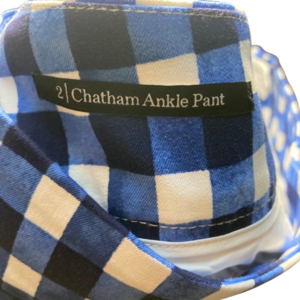 Talbots Chatham Slim Ankle Pants, Blue and White Cotton Gingham Pockets, size 2 - Picture 6 of 10